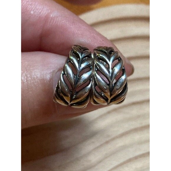 VTG Sterling Silver 925 NVC Half Hoop Open Work Braided Earrings Boho Minimalist - Picture 13 of 15